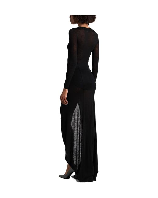 Saint Laurent Black Simple Wool Dress