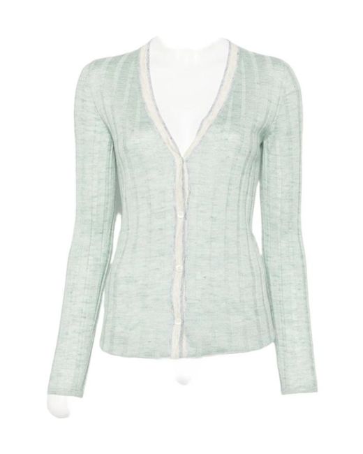 Prada Green Ribbed Cardigan