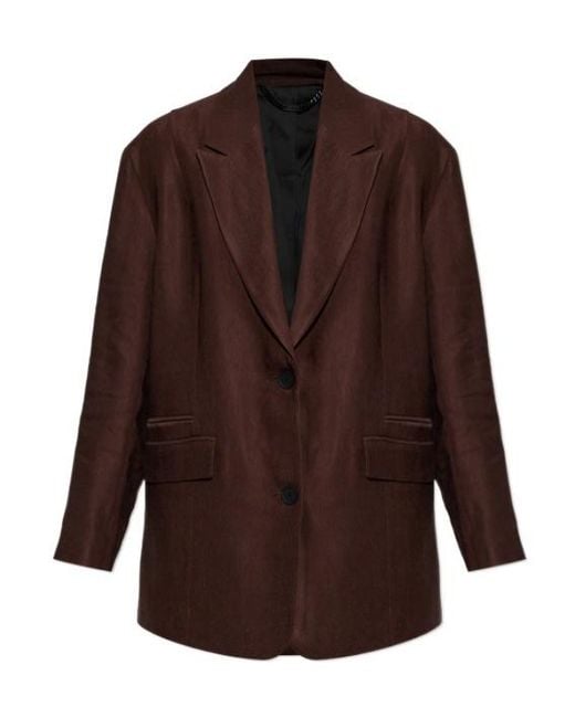 AllSaints Brown Lapel Long-Sleeved Suit Jacket