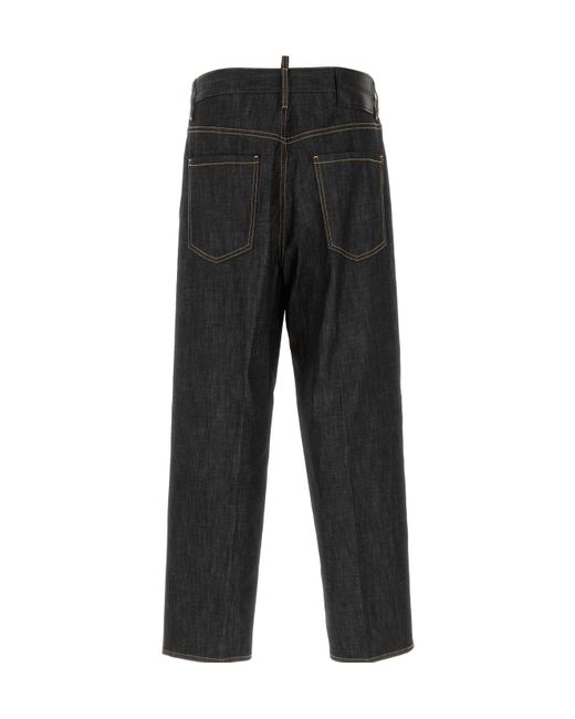 DSquared² Black Logo-Patch Denim Jeans for men