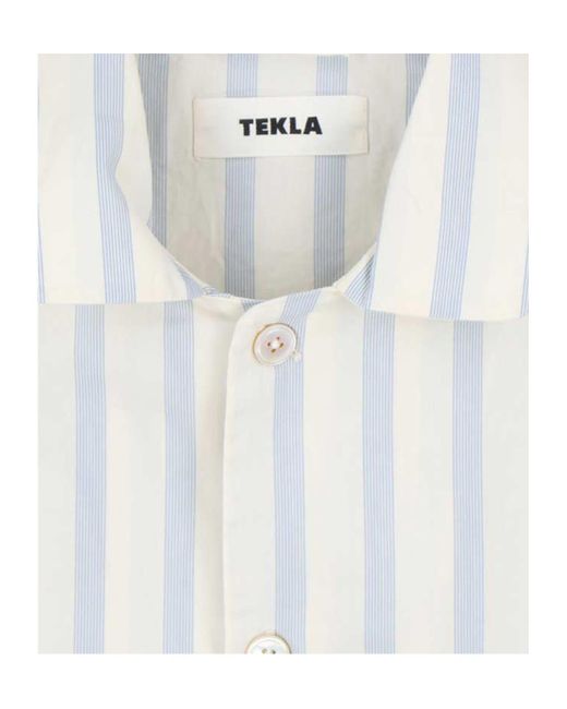 Tekla White Striped Long-Sleeved Shirt Pajamas for men