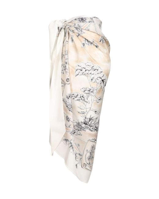 Ferragamo White Ferragamo Viaggio Printed Pareo Skirt
