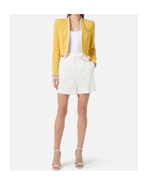Elisabetta Franchi White Chained Detailed Pleated Shorts
