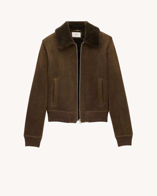 Saint Laurent Brown Suede Bomber Jacket for men