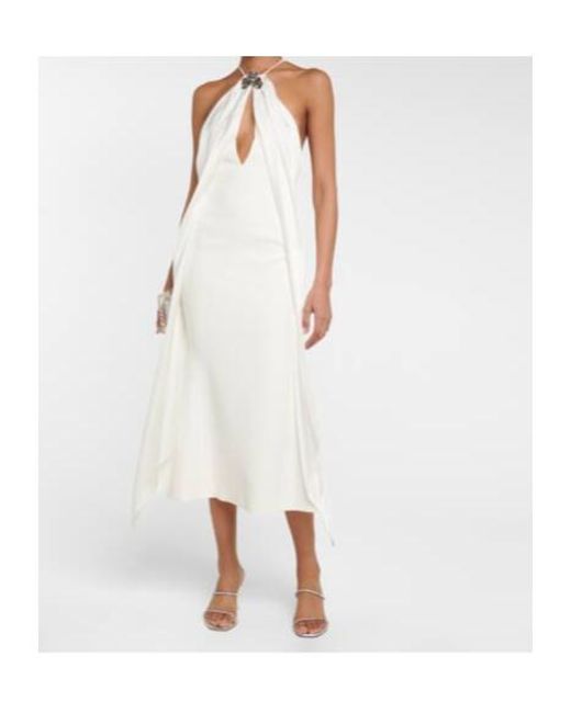 David Koma White Halterneck Midi Dress