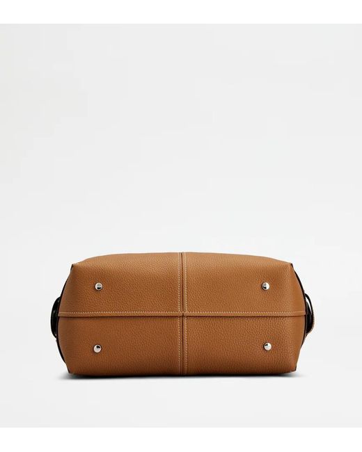 Tod's Brown Logo Embossed Tote Bag