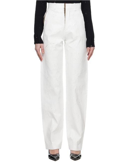 MM6 by Maison Margiela White Coated Trousers