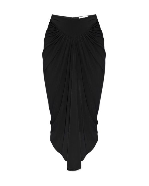 Alaïa Black Alaïa Draped Detailed Midi Skirt