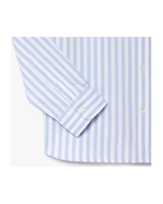 Lacoste Blue Striped Regular Fit Oxford Shirt for men