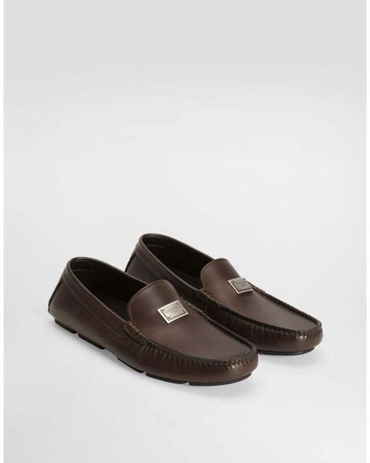 Dolce & Gabbana Brown Logo Detailed Moccasins for men