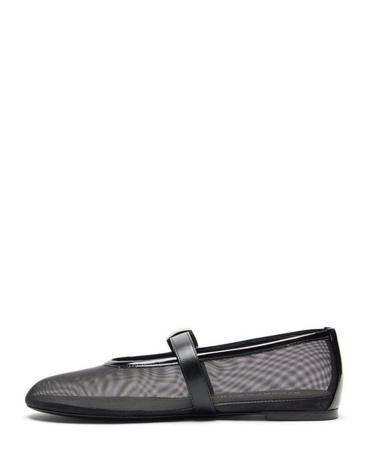 Stuart Weitzman Black Round-Toe Flat Shoes