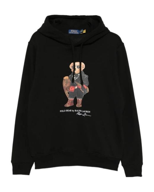 Polo Ralph Lauren Black Polo Bear Fleece Hoodie for men