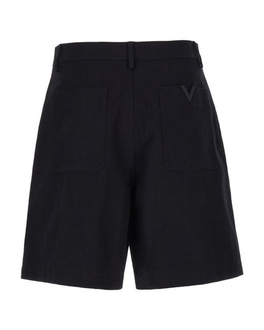Valentino Black Logo Plaque Bermuda Shorts for men