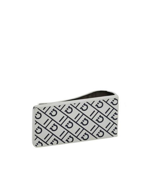 Ferragamo White Ferragamo Monogram Money Clip for men