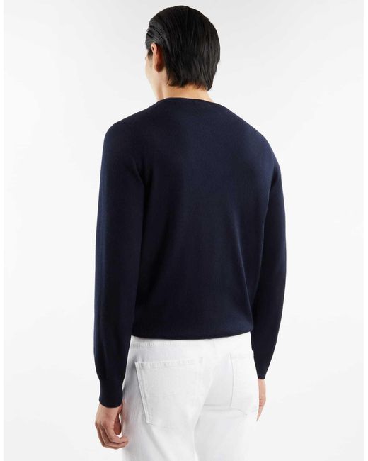 Fay Blue Long-Sleeved Round-Neck Jumper for men