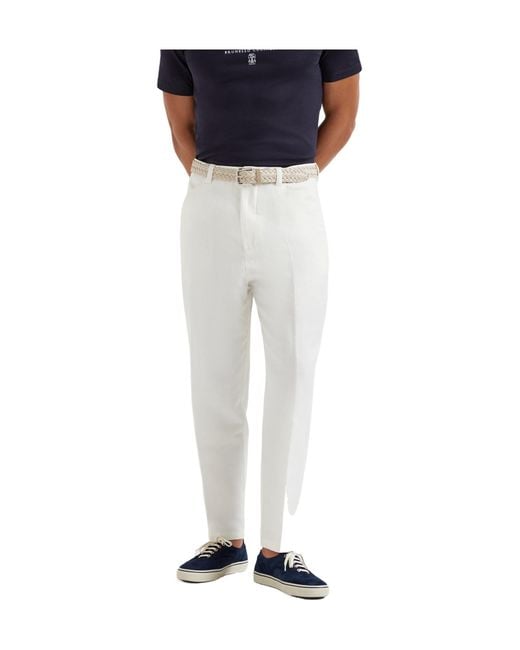 Brunello Cucinelli Blue Straight-Leg Pants for men
