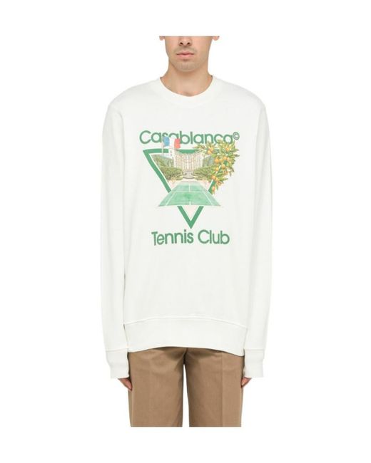 Casablanca White Logo Round-Neck Sweater for men
