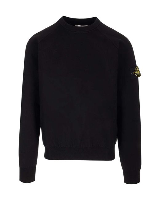 Stone Island Blue Compass-Motif Cotton-Blend Sweatshirt for men