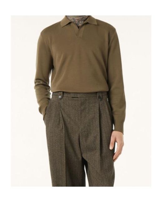 Loro Piana Green Buttonless Polo Shirt for men