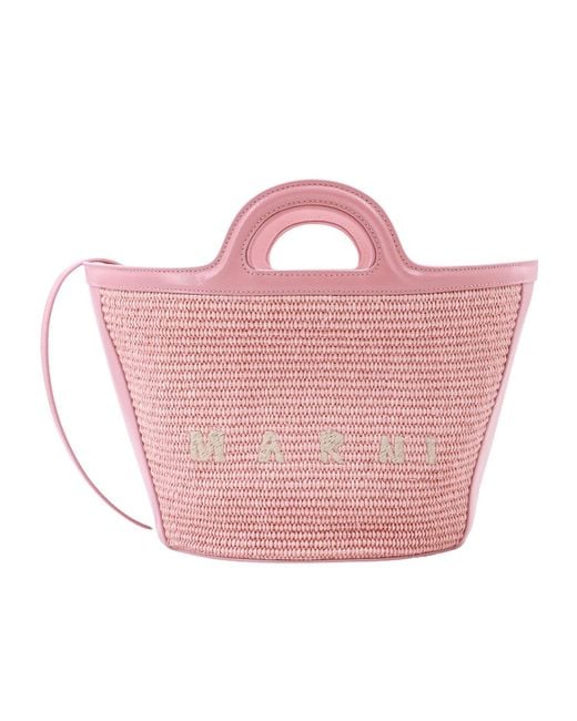 Marni Pink Tropicalia Interwoven Tote Bag