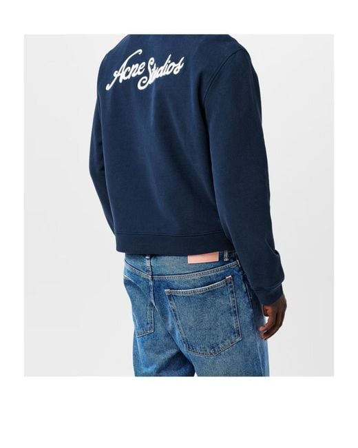 Acne Blue Logo Zip Hoodie for men