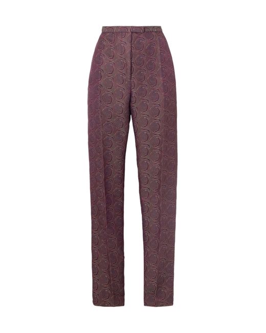 Dries Van Noten Purple Jacquard Skinny Pants