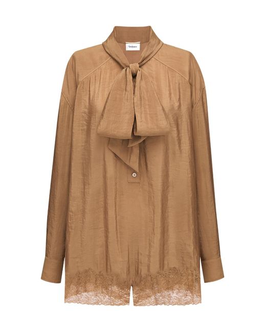Saint Laurent Brown Lavallière Oversized Top