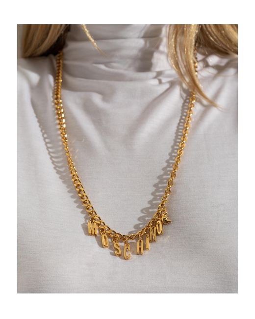 Moschino White Logo Detailed Necklace