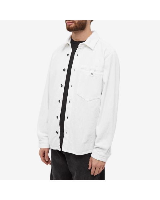 Stone Island White Corduroy Buttoned Overshirt for men