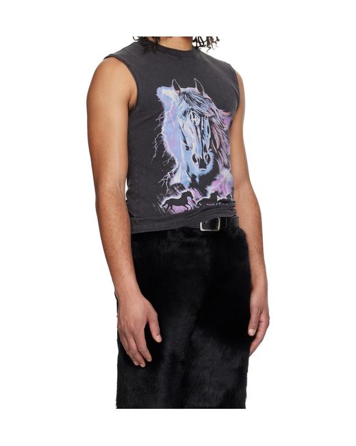 Lu'u Dan Black Year Of The Horse Series Sleeveless T-Shirts for men
