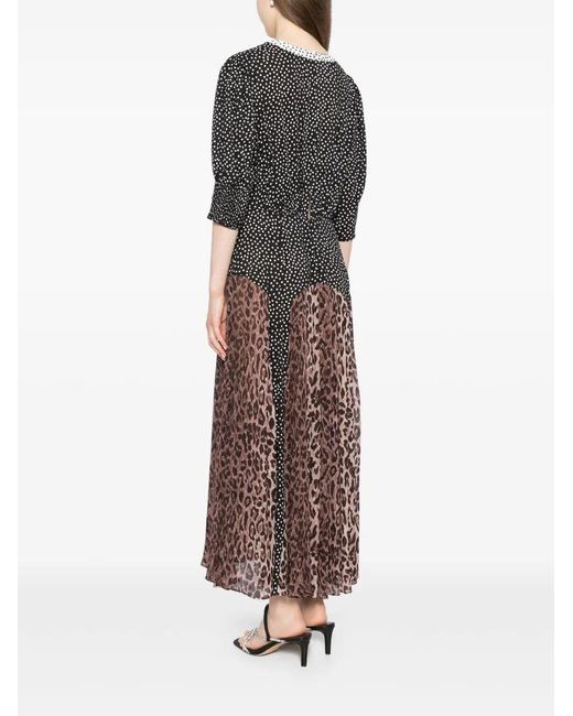 Rixo Gray Meg Leopard Midi Dress