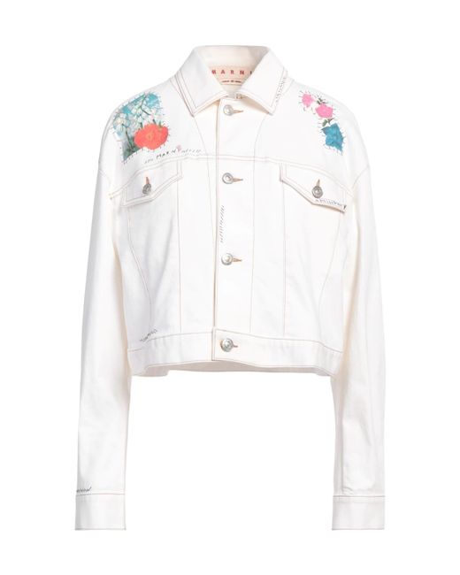 Marni White Embroidered Denim Jacket