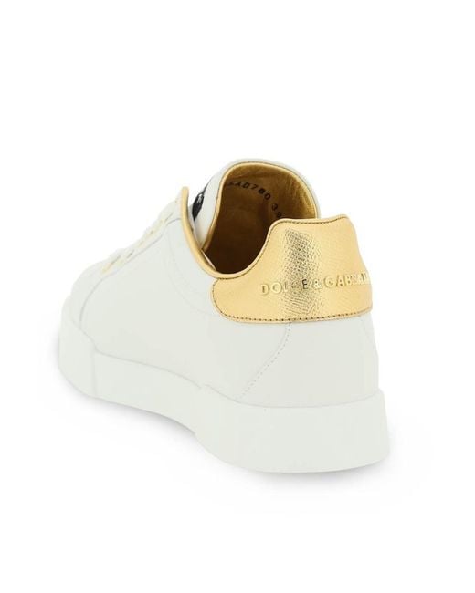 Dolce & Gabbana White Logo Plaque Lace-Up Sneakers