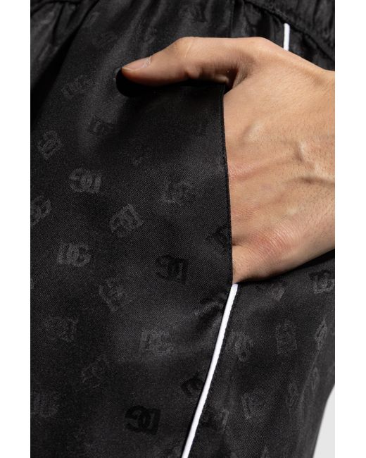 Dolce & Gabbana Black Monogram Jacquard Trousers for men
