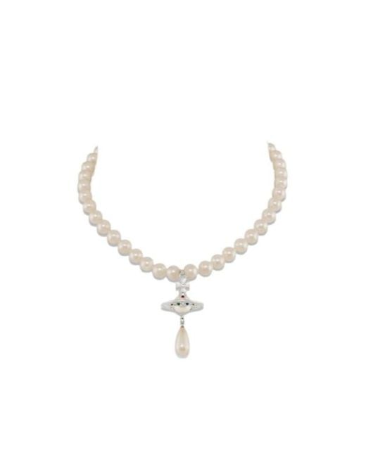 Vivienne Westwood White One Row Pearl Drop Choker