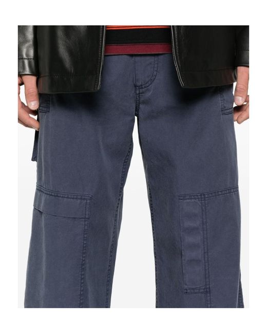 MM6 by Maison Margiela Blue Straight-Leg Cargo Trousers for men