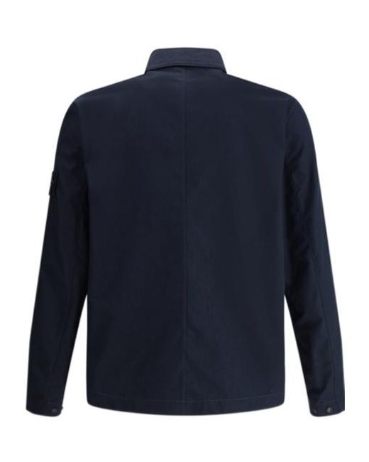 Stone Island Blue Compass Patch Zipped Jacket for men