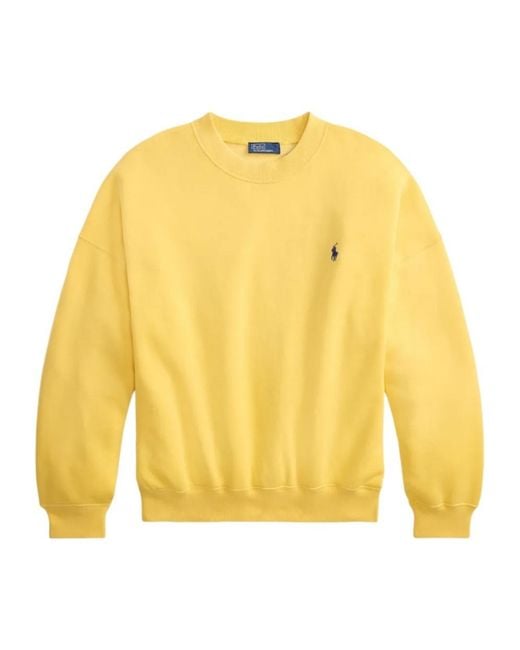 Polo Ralph Lauren Yellow Logo Embroidered Crewneck Sweatshirt for men
