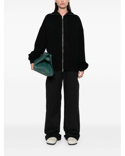Extreme Cashmere Black Long-Sleeved Zipper Knitted Cardigan