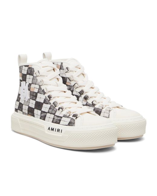 Amiri Natural Plaid High-Top Casual Sneakers for men