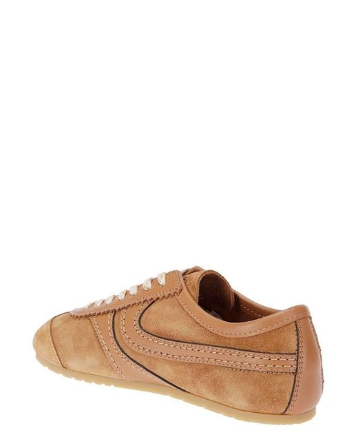 Dries Van Noten Brown Round Toe Lace-Up Sneakers