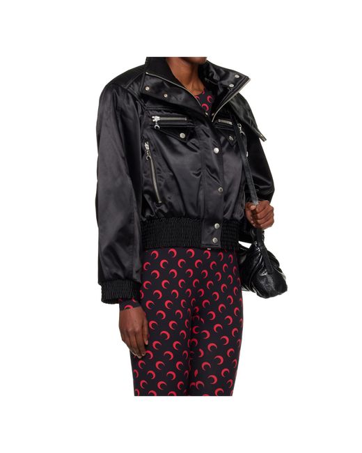 MARINE SERRE Black High Collar Bomber Jacket