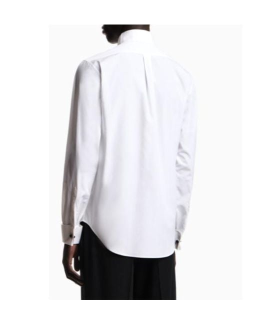 Emporio Armani White Tuxedo Shirt With Plastron for men