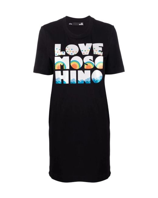 Moschino Black Logo Print T-Shirt Dress