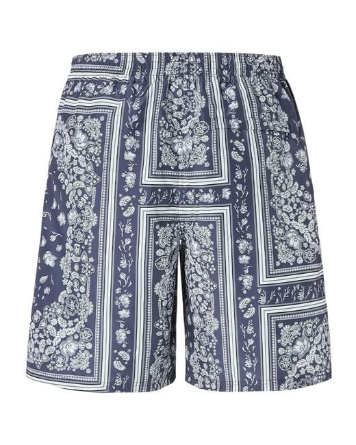 Fendi Blue Printed Nylon Shorts for men