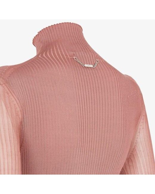 Fendi Pink Turtleneck Long-Sleeve Bodysuit