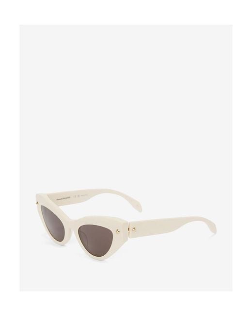 McQueen White Eyewear Cat-Eye Frame Sunglasses