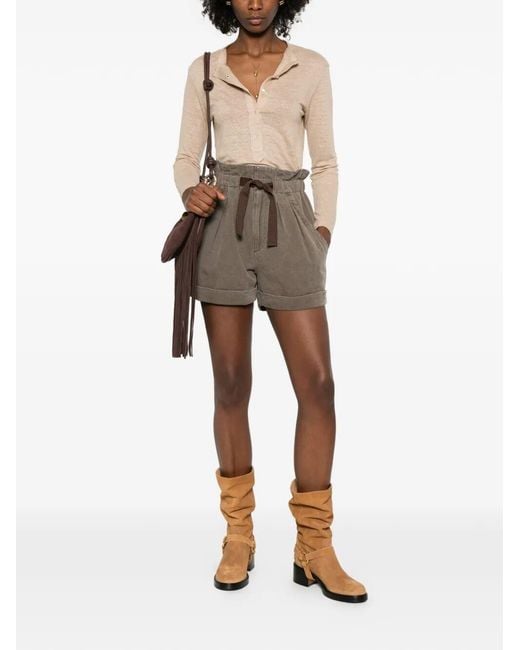 Isabel Marant Brown Nirma Cotton And Linen Canvas Shorts