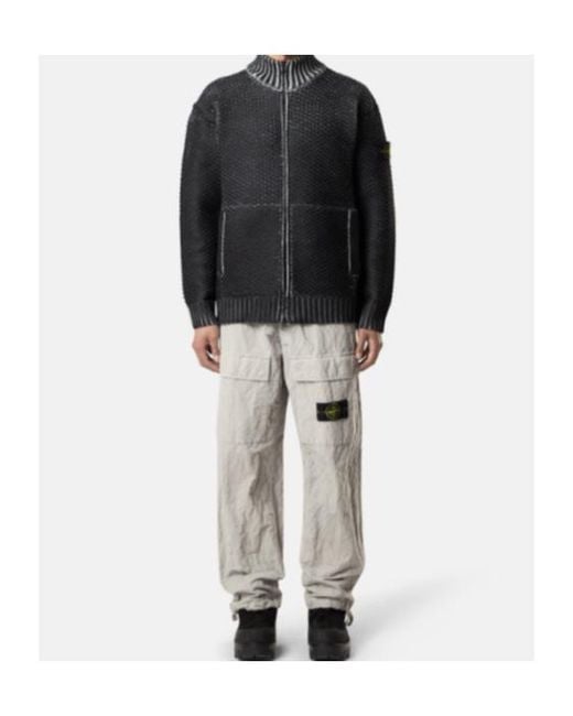 Stone Island Blue Logo Patch Zip-Up Jumper for men