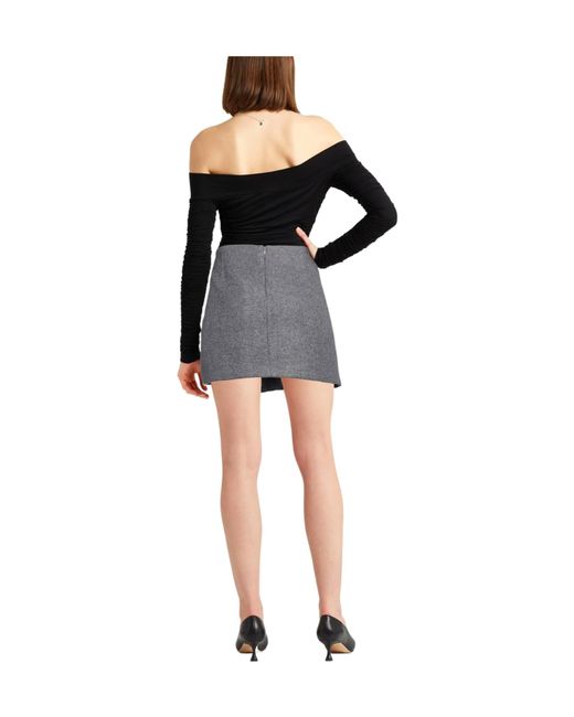Sportmax Gray Solid-Color Wool A-Line Skirt